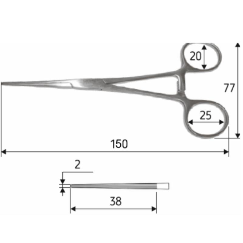 Затискач судинний Bainbridge 15 cм, прямий, J-17-150, Surgicon